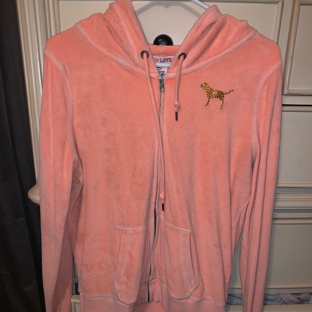 Large VS pink zip up hoodie